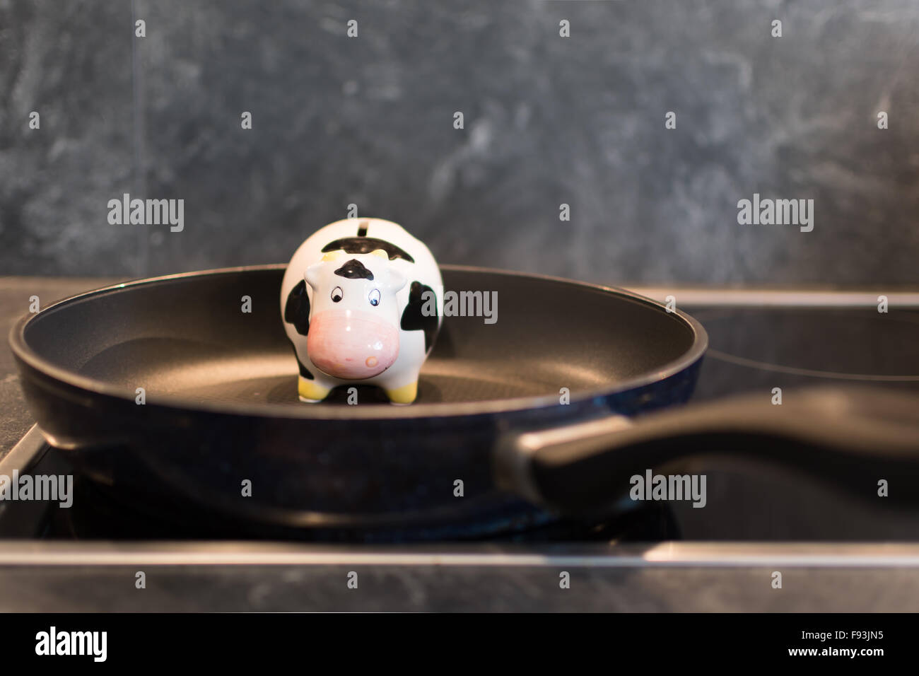 Cow in a pan Stock Photo