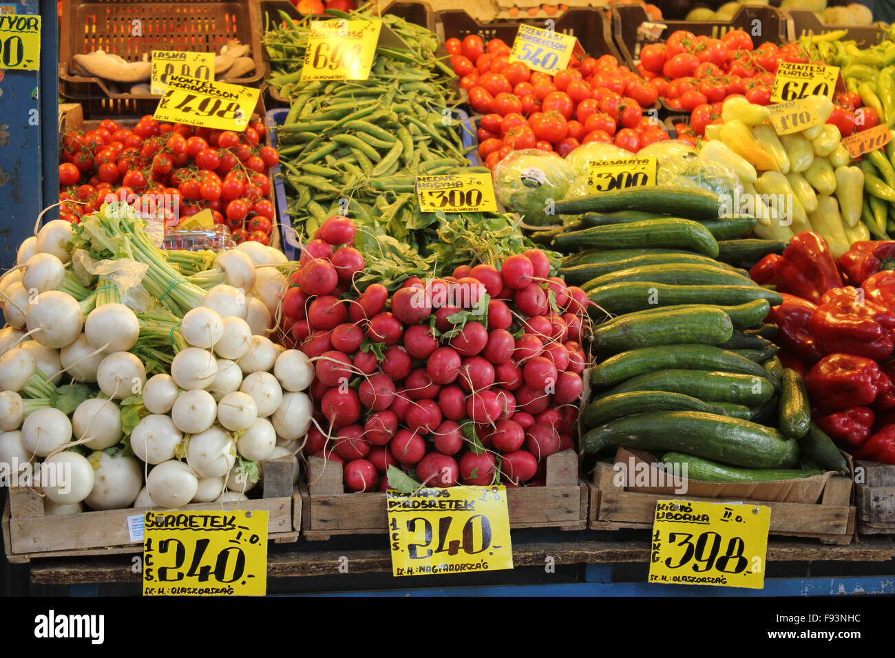 Fruits and Vegetable stall in a budapest market Stock Photo