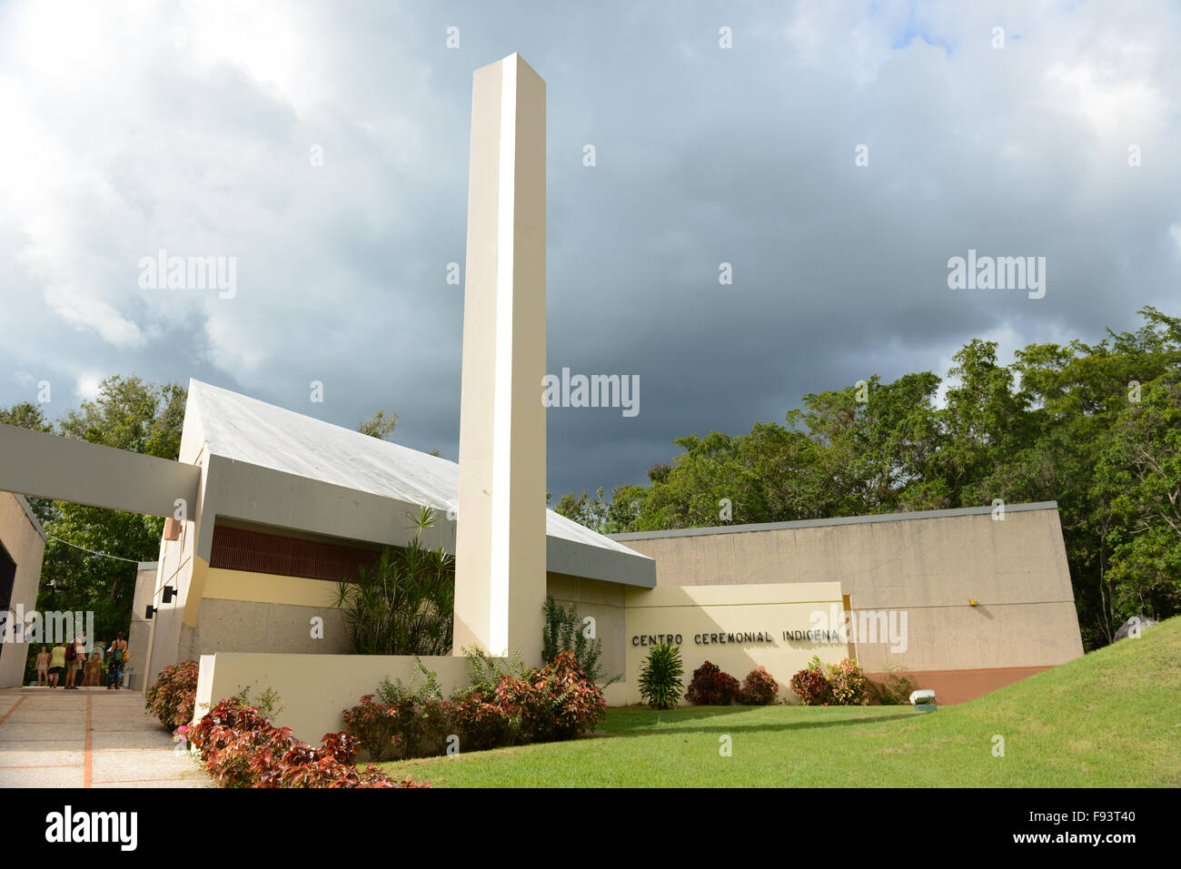 Tourists at the entrance of the Tibes Indigenous Ceremonial Center and Museum of indigenous Cultures. Ponce, Puerto Rico. Stock Photo