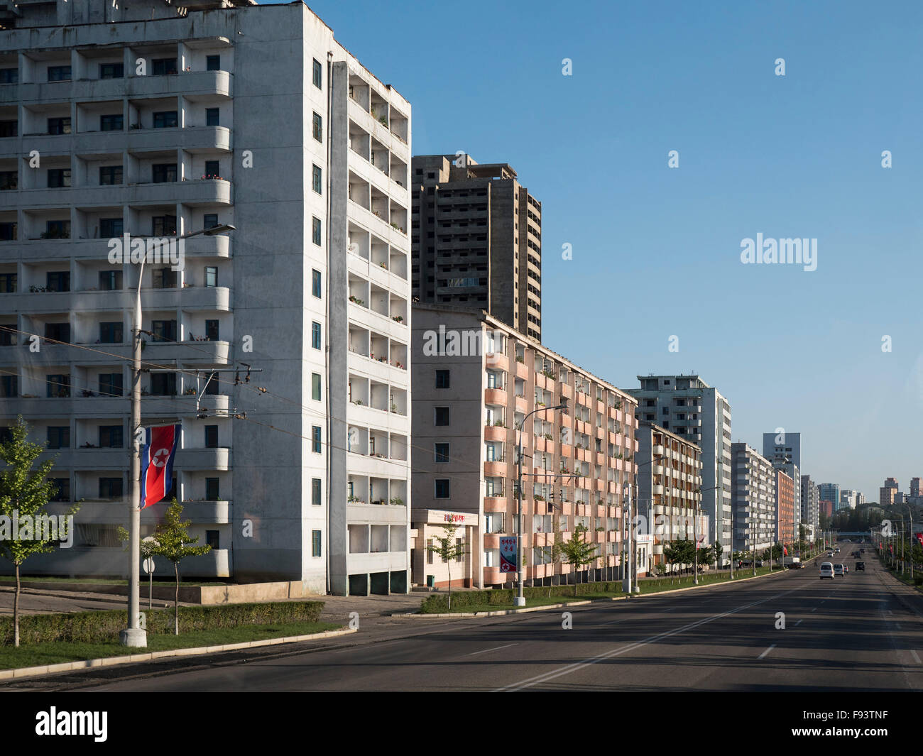 block of flats, Pyongyang, North Korea, Asia Stock Photo