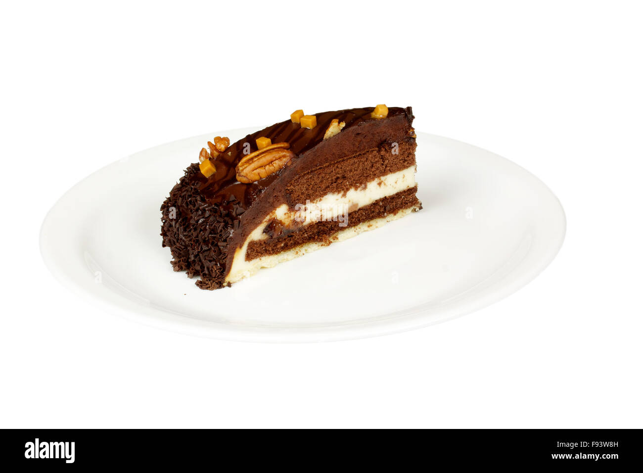 chocolate cake with whiped cream isolated on white Stock Photo - Alamy