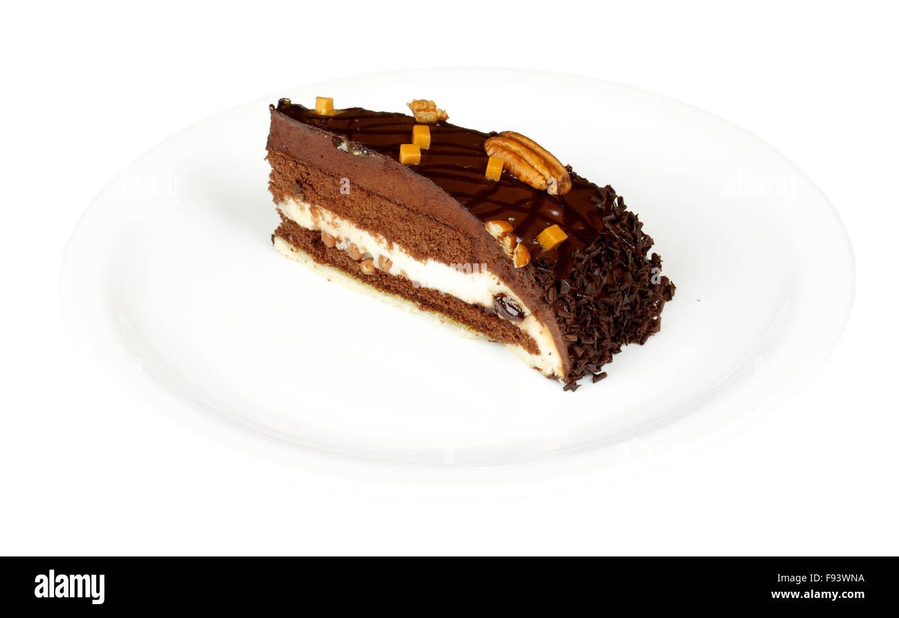 chocolate cake with whiped cream isolated on white Stock Photo - Alamy