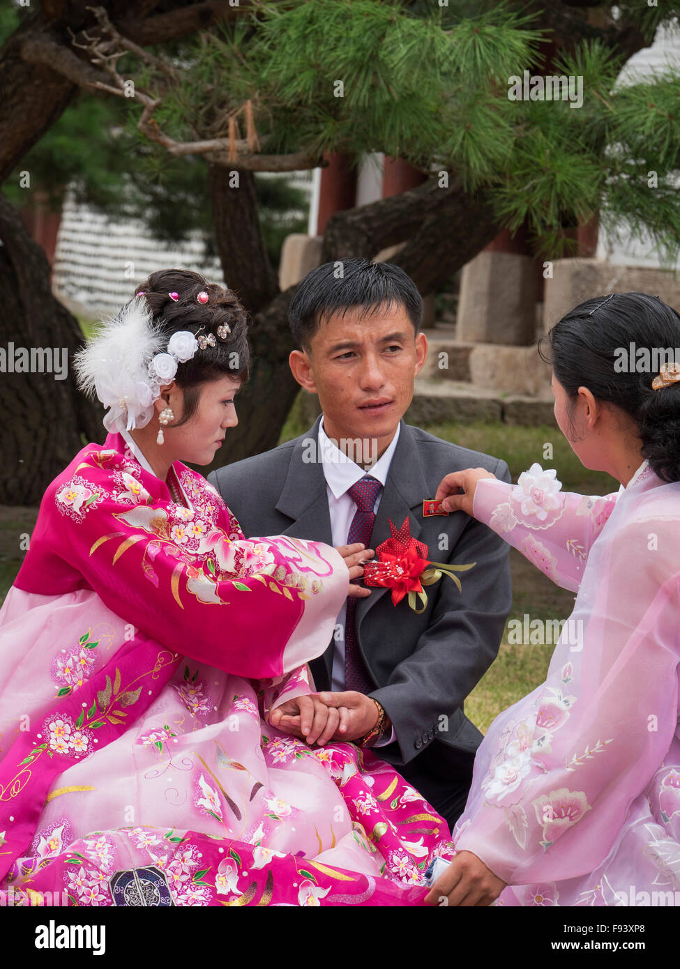 bridal couple near Kaesong, North Korea, Asia Stock Photo