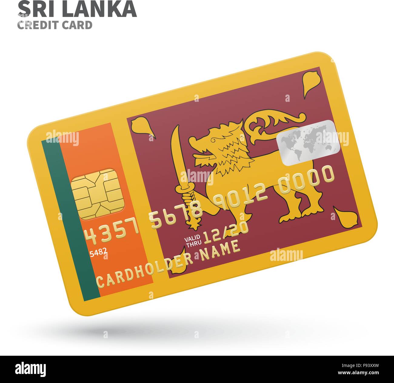 Credit card with Sri Lanka flag background for bank, presentations and business. Isolated on white Stock Vector