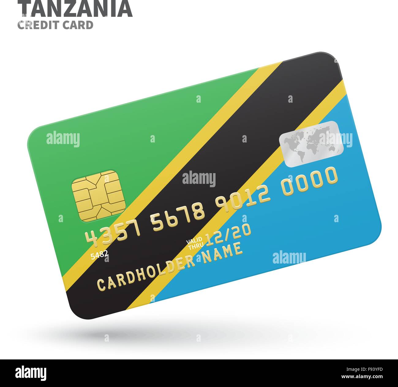 Credit card with Tanzania flag background for bank, presentations and business. Isolated on white Stock Vector