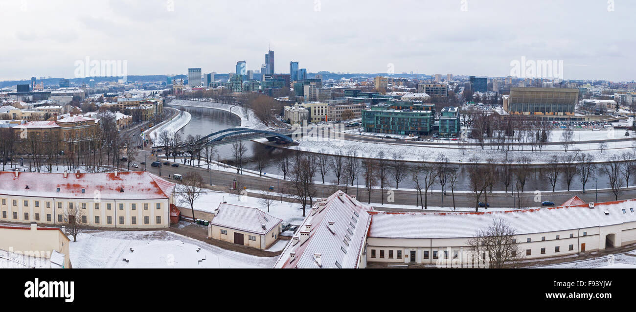 Panoramic bird-eye view of Vilnius city, Lithuania Stock Photo