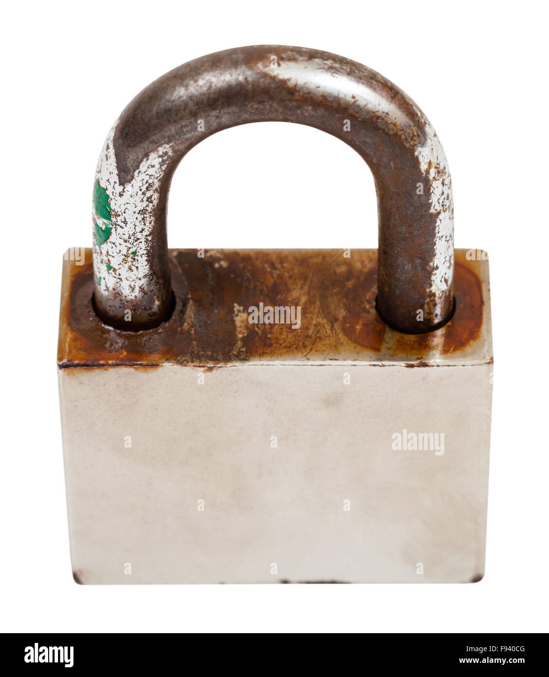 above view closed steel old padlock isolated on white background Stock ...