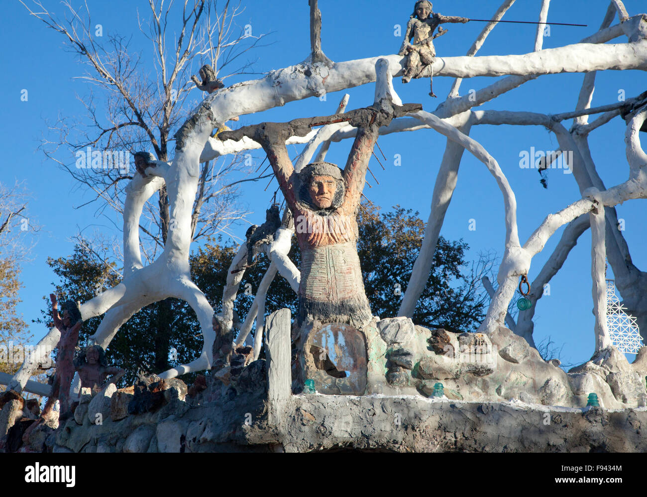 Detail of sculpture and structure at Thunder Mountain, Nevada, US, 2015. Stock Photo