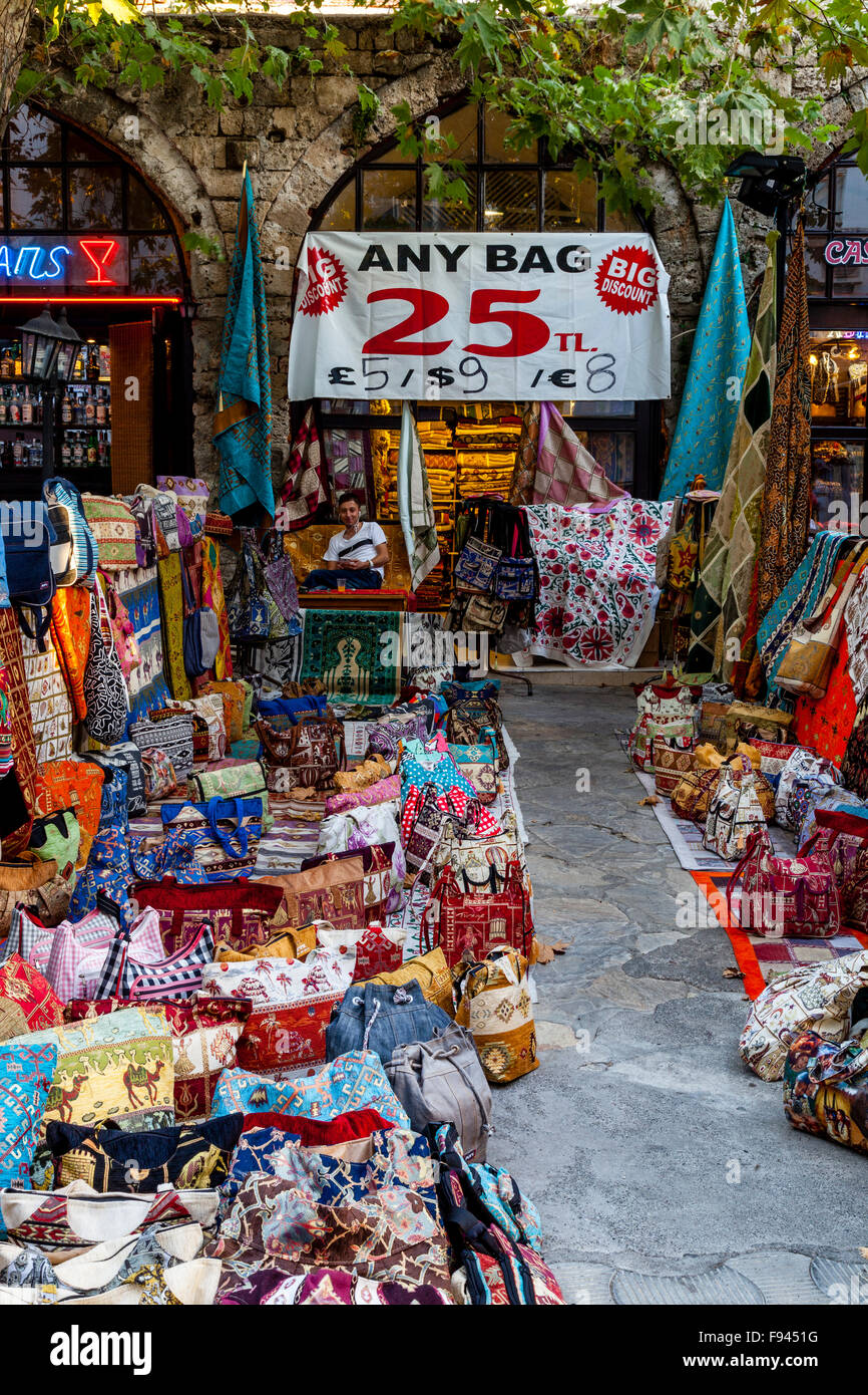 A Colourful Bag Shop In The Old Town Of Marmaris, Mugla Province, Turkey Stock Photo