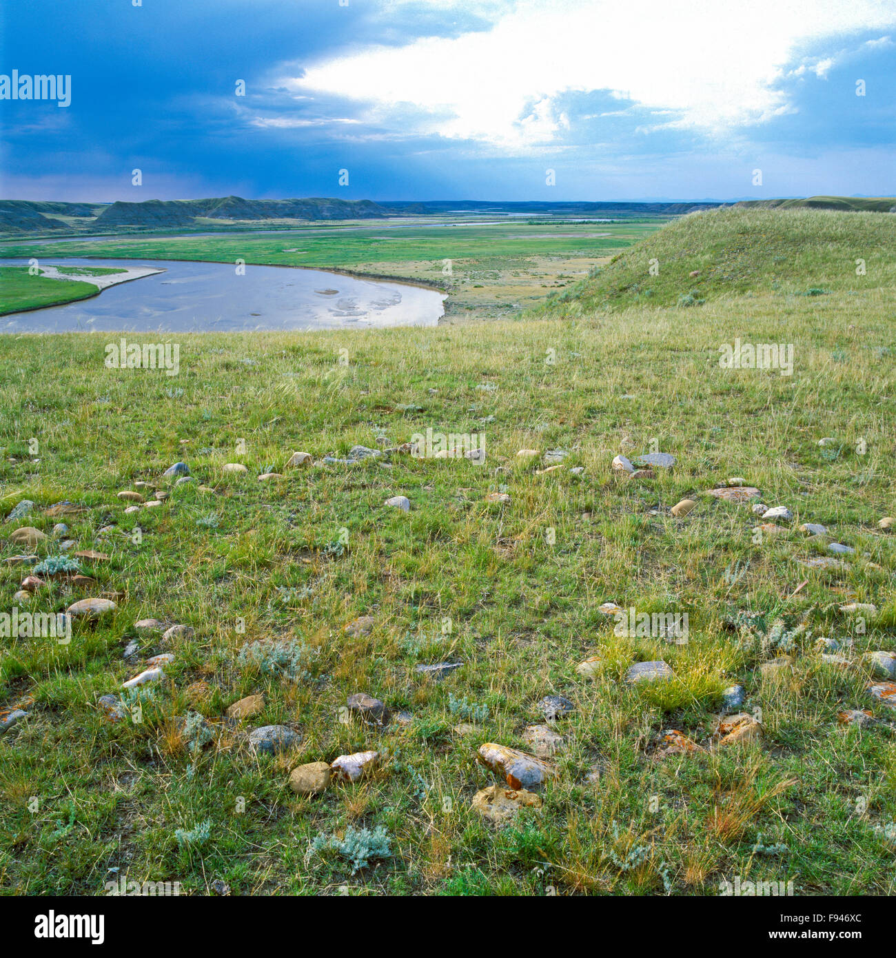 Tipi Rings tipi ring above the milk river valley near havre, montana Stock Photo ...