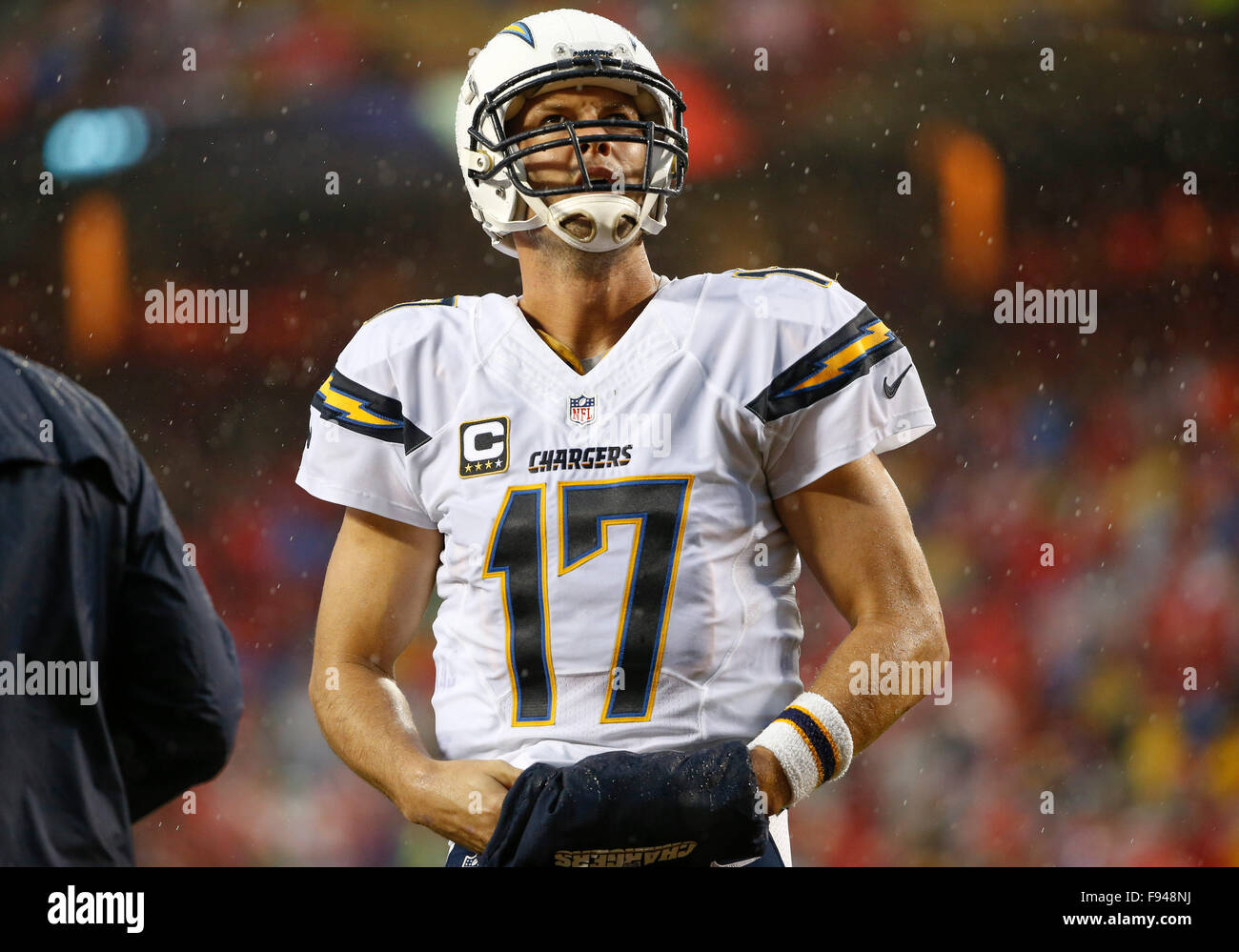 December 13, 2015: San Diego Chargers quarterback Philip Rivers (17) during the NFL game between the San Diego Chargers and the Kansas City Chiefs at Arrowhead Stadium in Kansas City, MO Tim Warner/CSM. Stock Photo