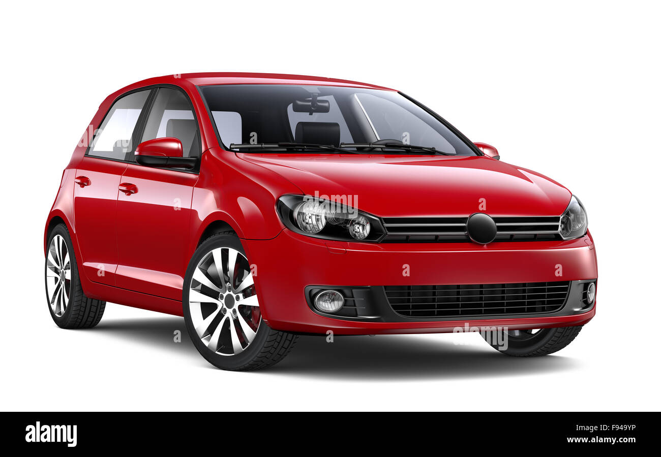 Red hatchback car Stock Photo