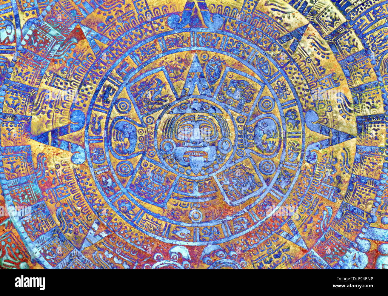 Ancient Mayan Calendar, abstract color Background Stock Photo - Alamy