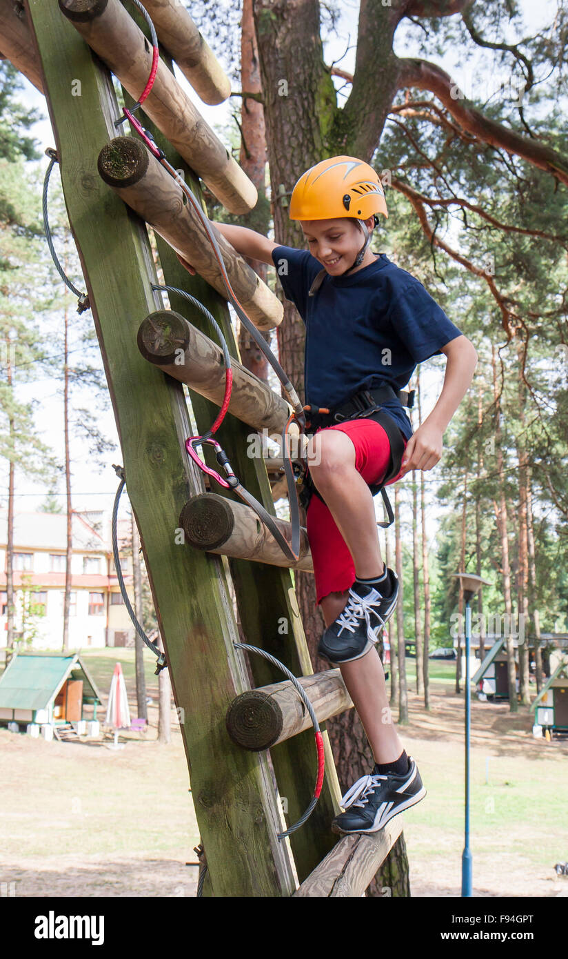 Boy Wearing Safety Harness Helmet High Resolution Stock Photography and ...