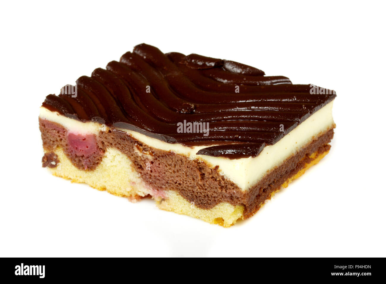 chocolate cake with whiped cream isolated on white Stock Photo - Alamy