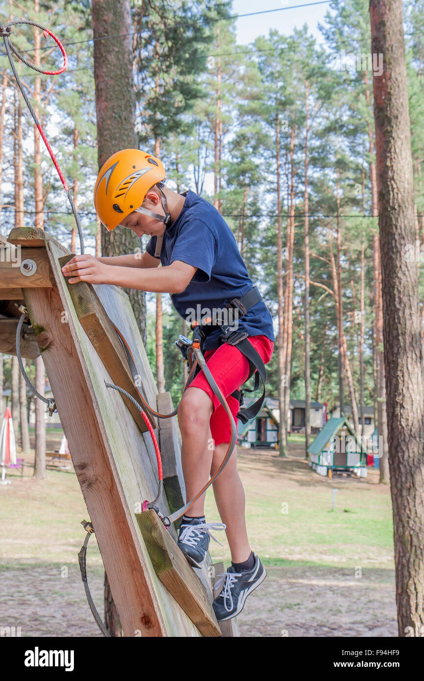 Boy Wearing Safety Harness Helmet High Resolution Stock Photography and ...