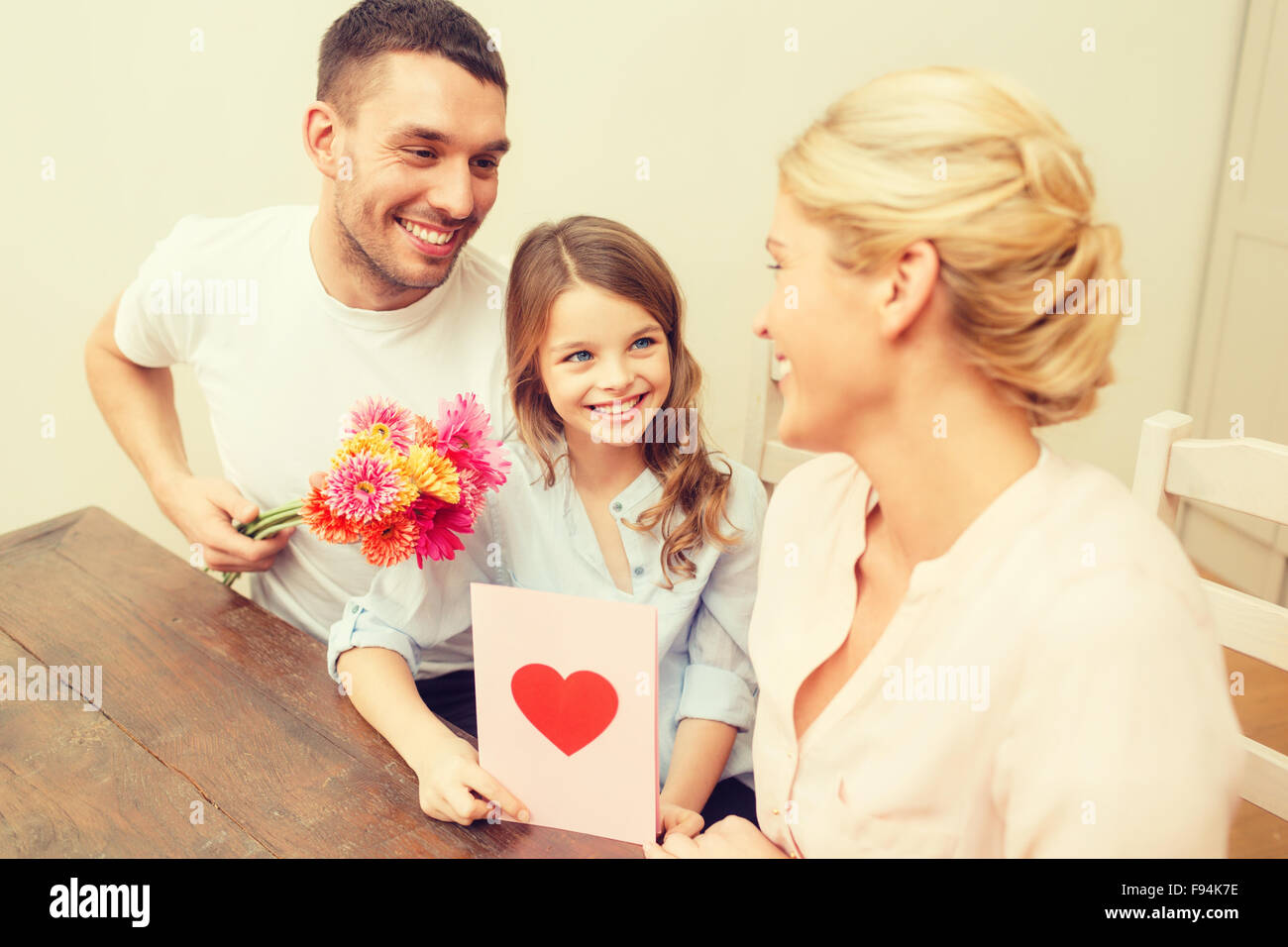 happy family celebrating mothers day Stock Photo - Alamy