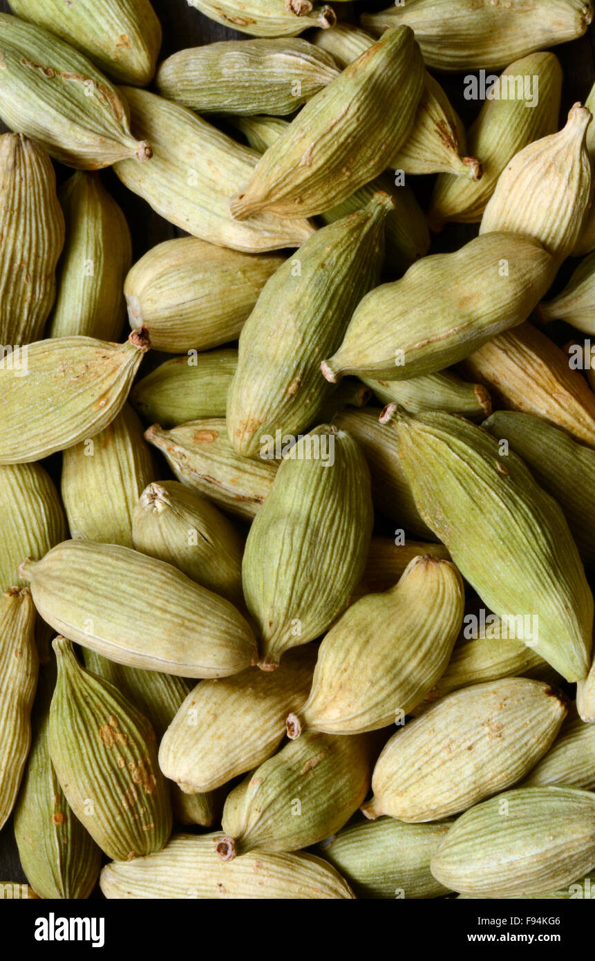 Close up of green cardamon pods indian spice Stock Photo Alamy
