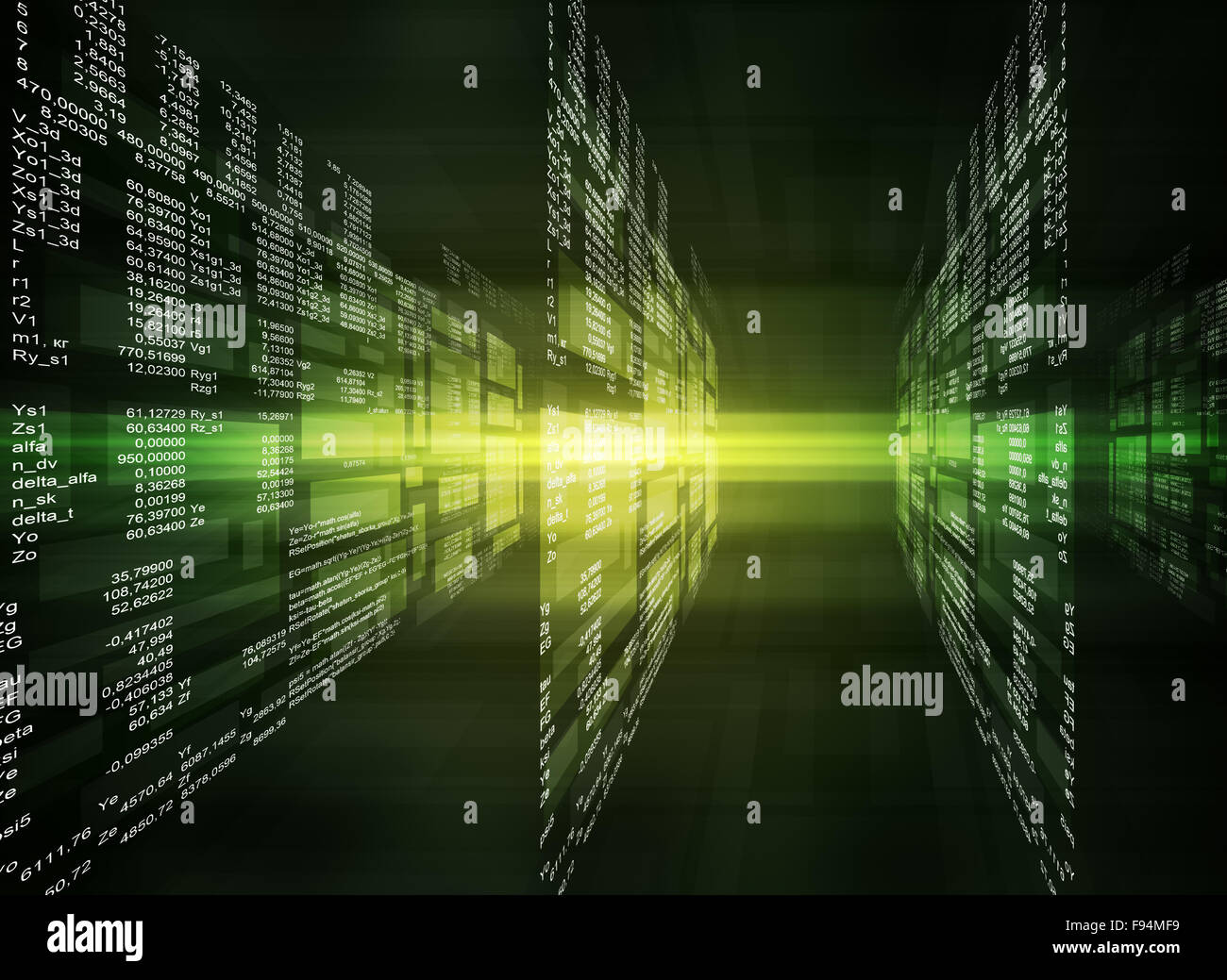 Green binary code on black Stock Photo