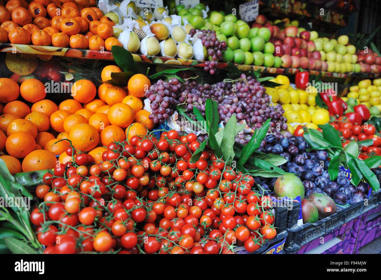 fresh healthy organic food fruits and vegetables at market Stock Photo ...