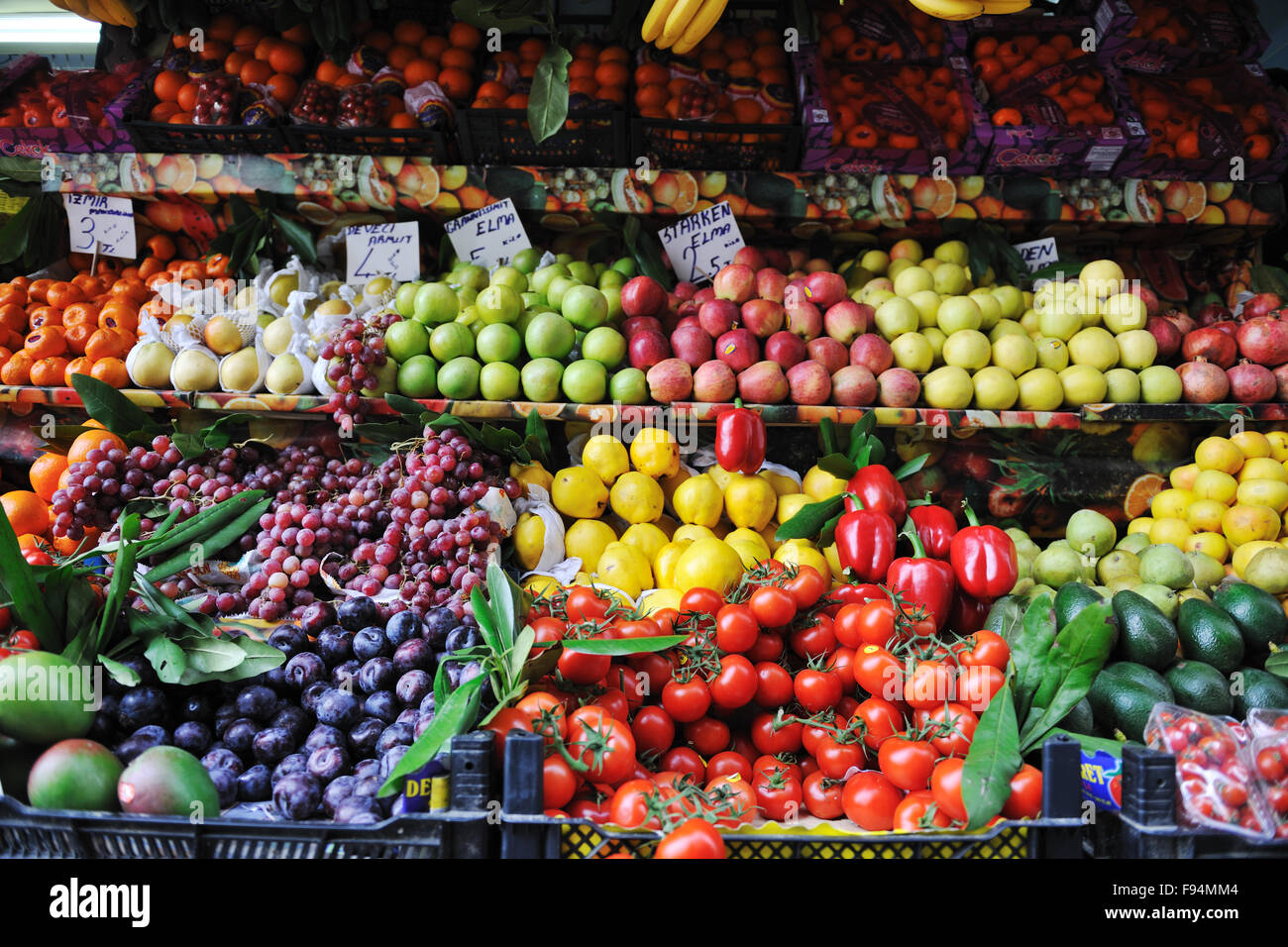 fresh healthy organic food fruits and vegetables at market Stock Photo ...
