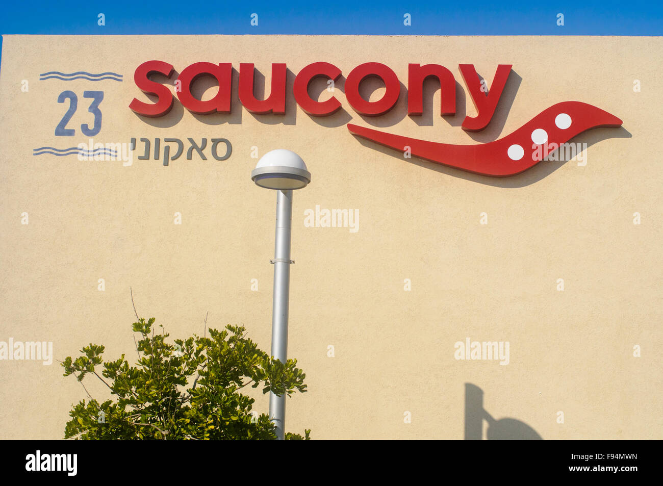 Saucony , logo on shop front Photographed in Tel Aviv, Israel Stock Photo -  Alamy