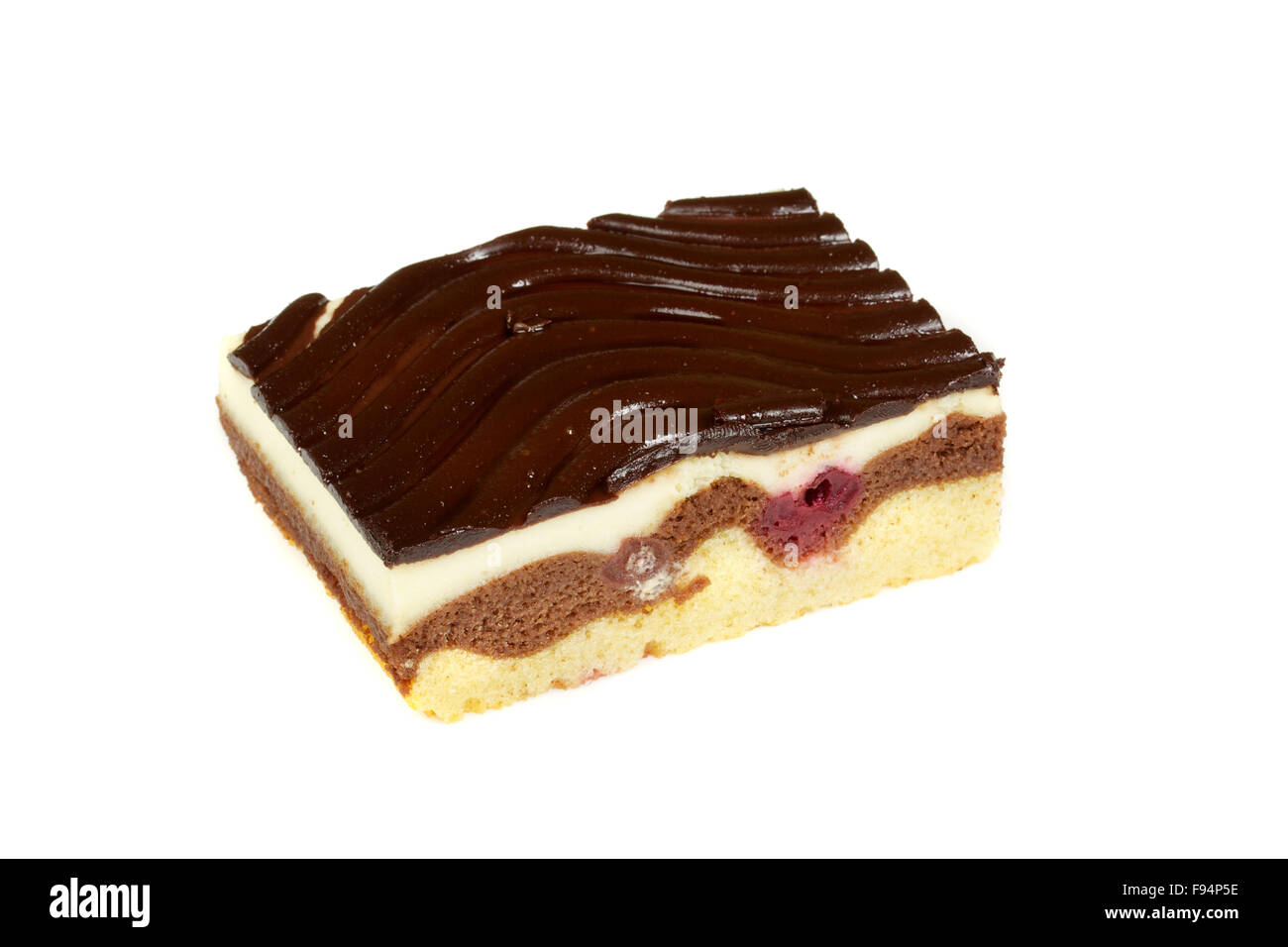 chocolate cake with whiped cream isolated on white Stock Photo - Alamy