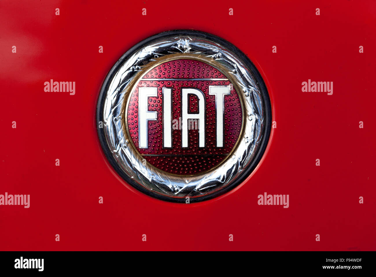 Older car Fiat logo Fiat sign Stock Photo