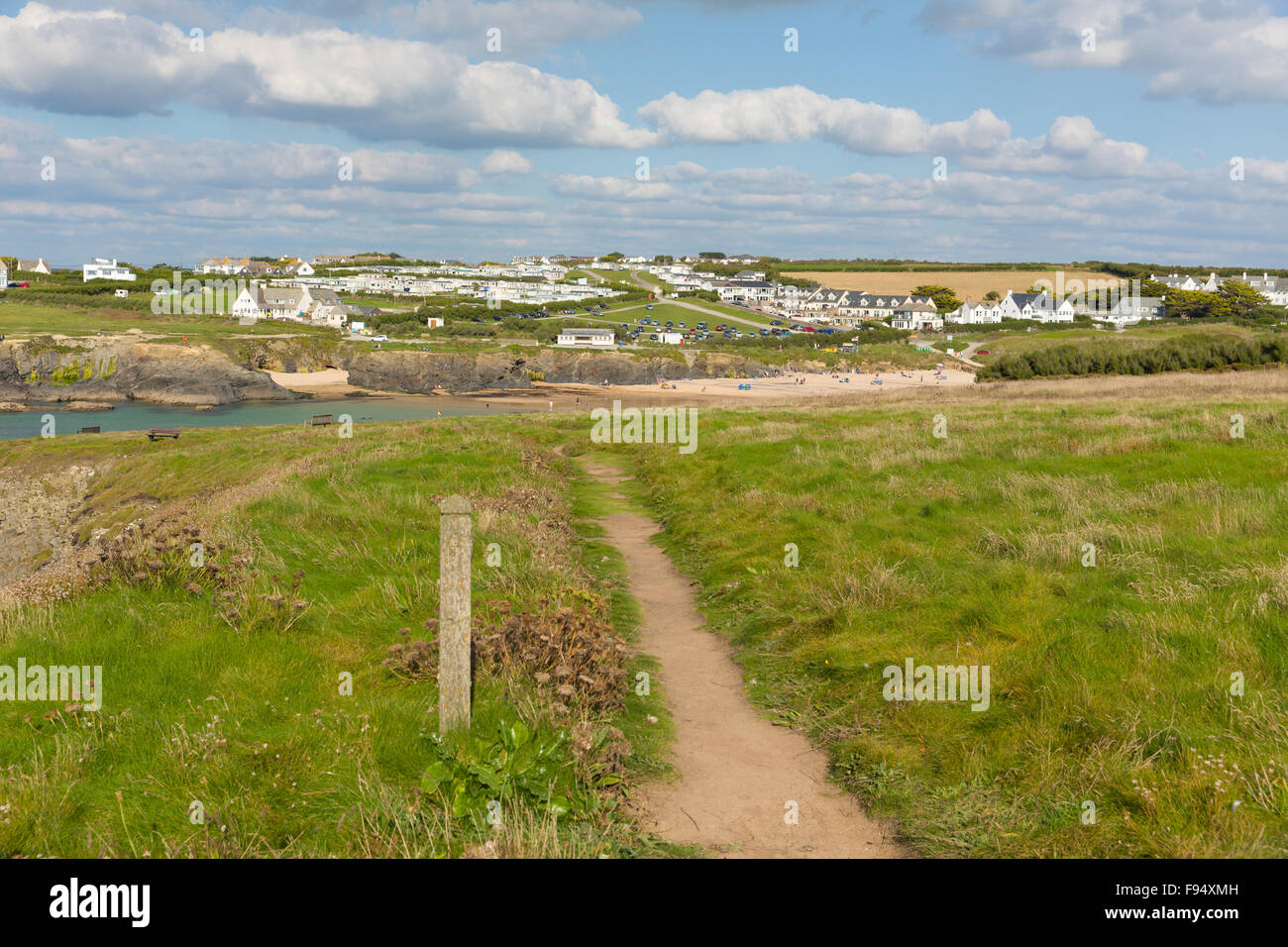 South west coast path Treyarnon Bay coast Cornwall England UK Cornish