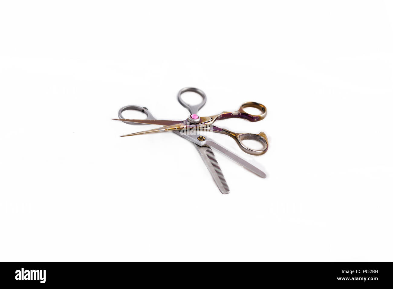 hairdressing scissors and combs for hair cut Stock Photo
