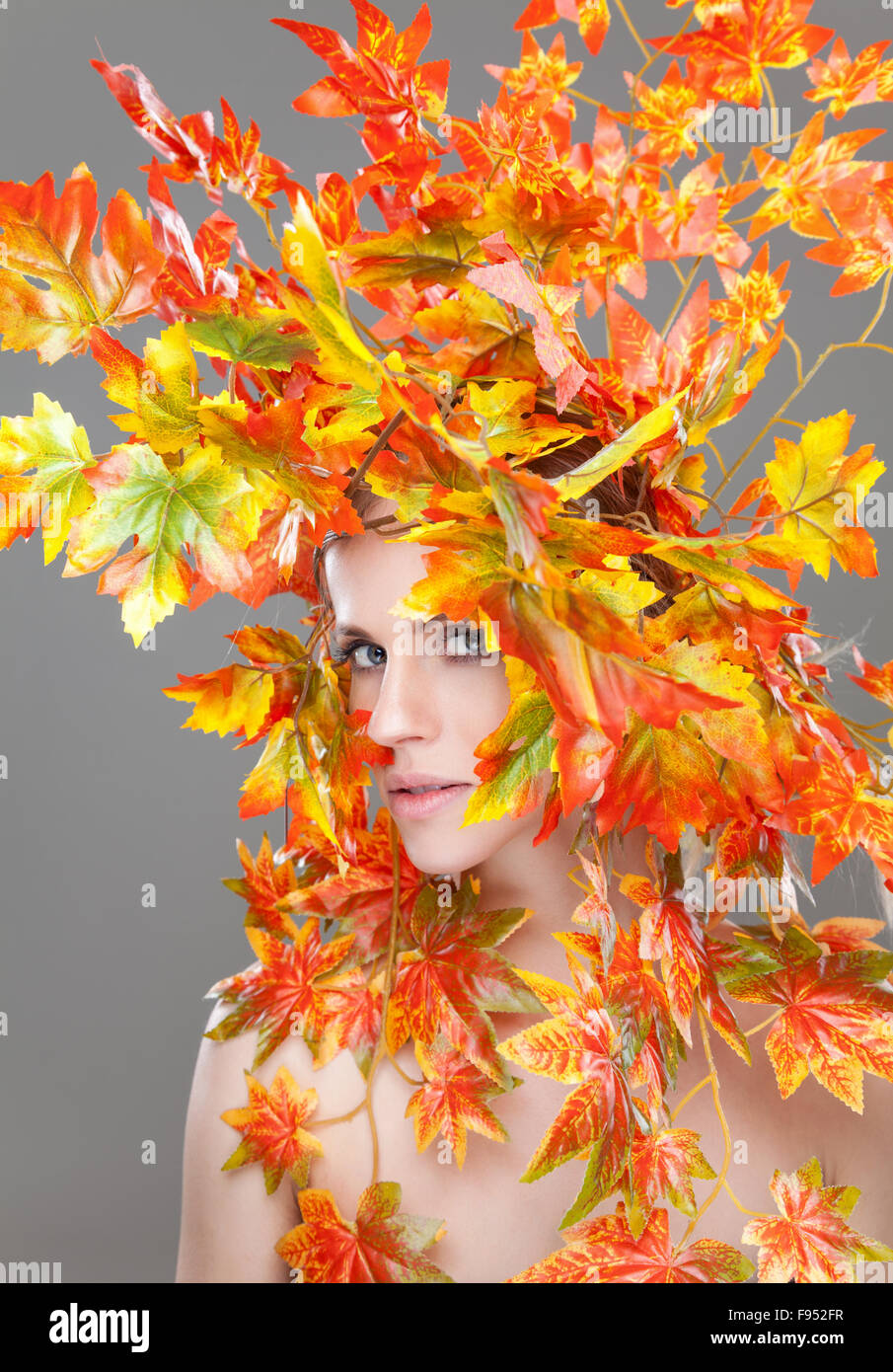 Beautiful woman leaves hi-res stock photography and images - Alamy