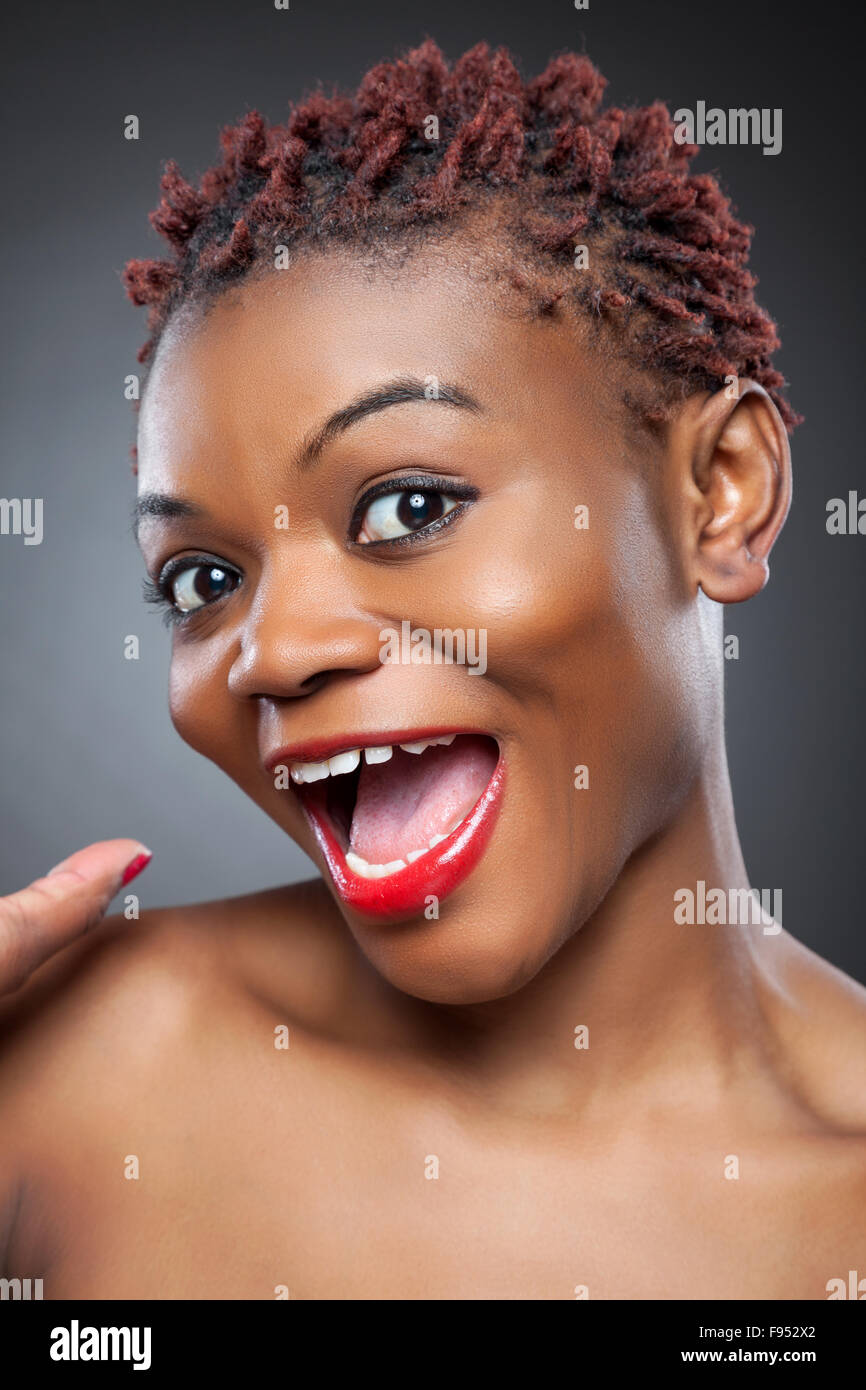 Black Beauty With Short Spiky Red Hair Stock Photo 91695802 Alamy
