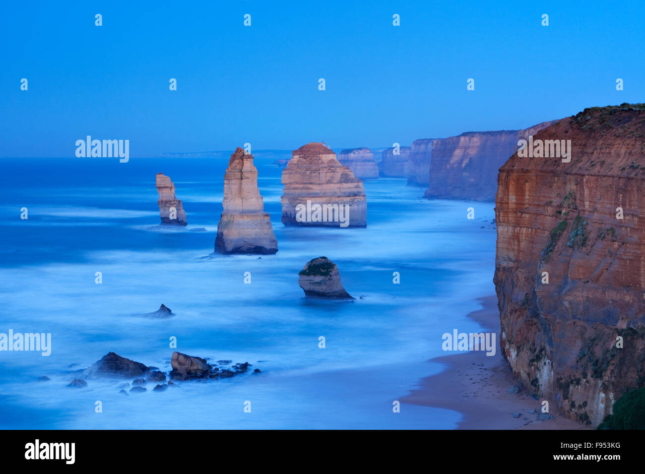 The Twelve Apostles along the Great Ocean Road, Victoria, Australia. Photographed at dawn. Stock Photo