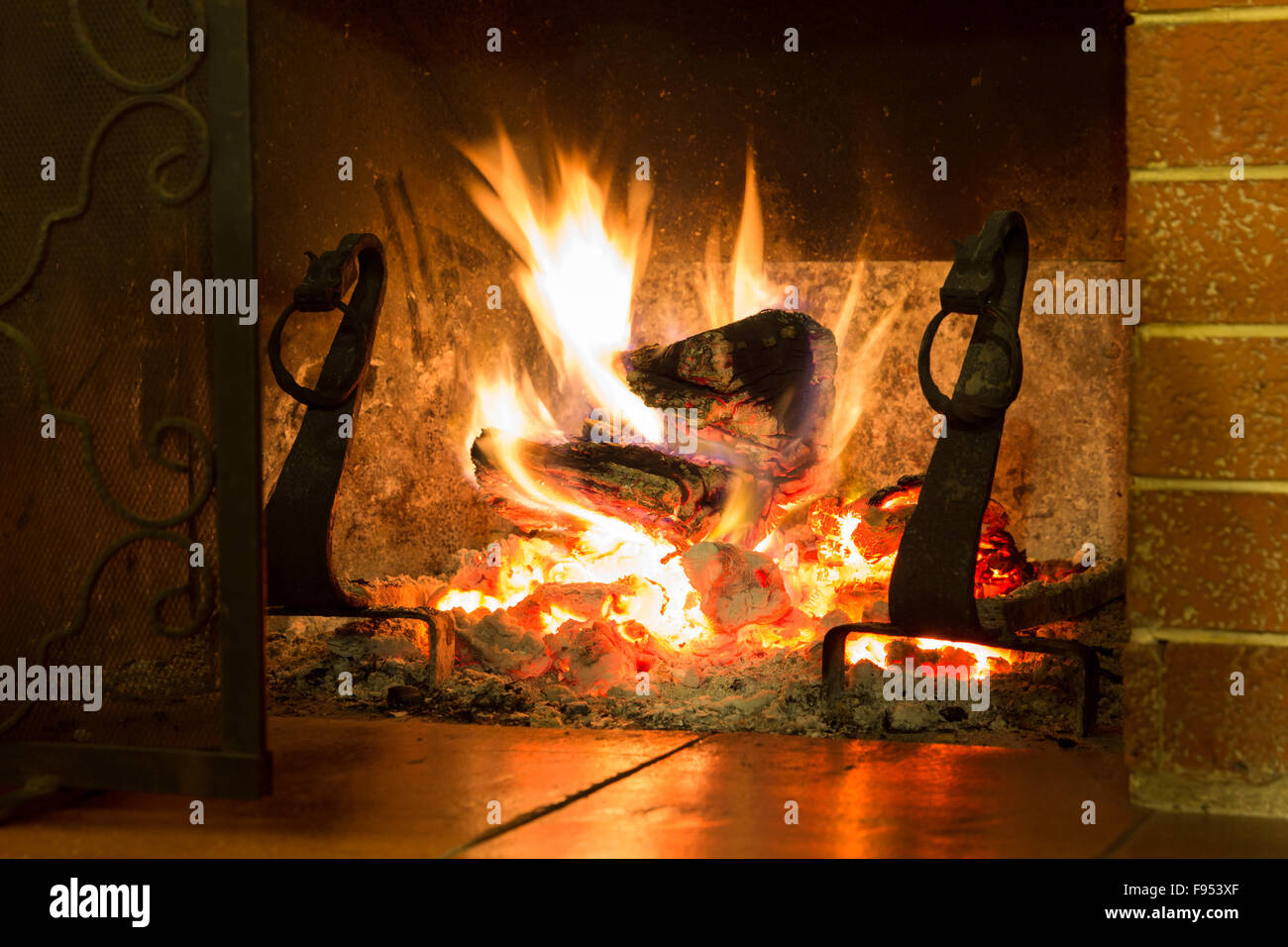 wood burn fire fireplace indoors coal heat Stock Photo Alamy