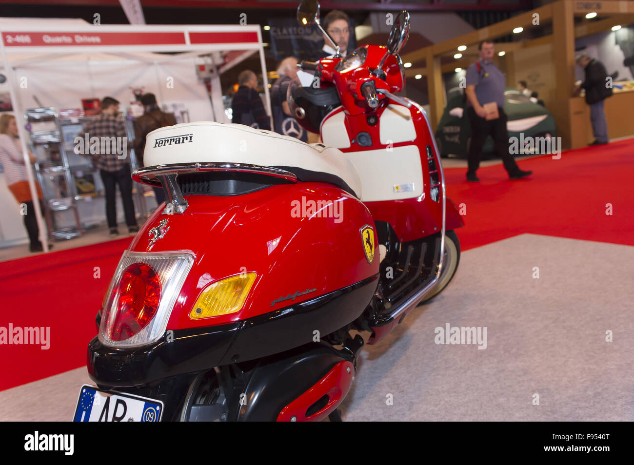 Classic Motor Show 2015 at The NEC Birmingham. A Ferrari Scooter for under  £6,000 with 3,000 miles on the clock. A Blackpool based tailor made  vehicles company called Void Auto have made