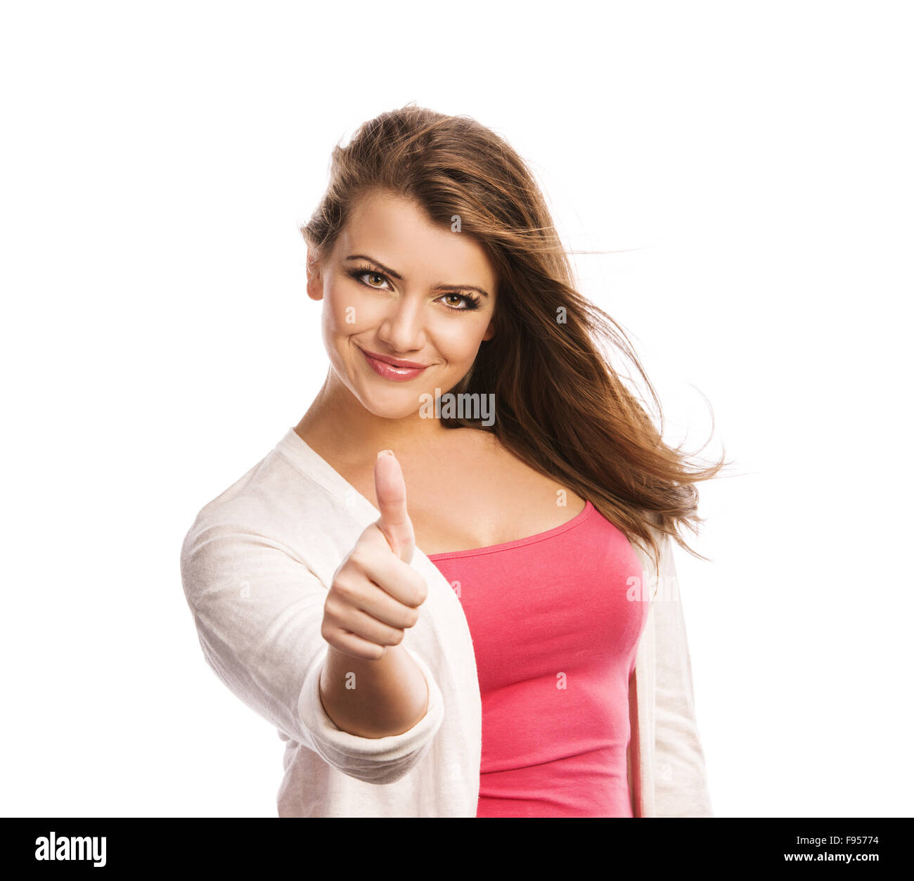 Woman very happy thumbs up hi-res stock photography and images - Alamy