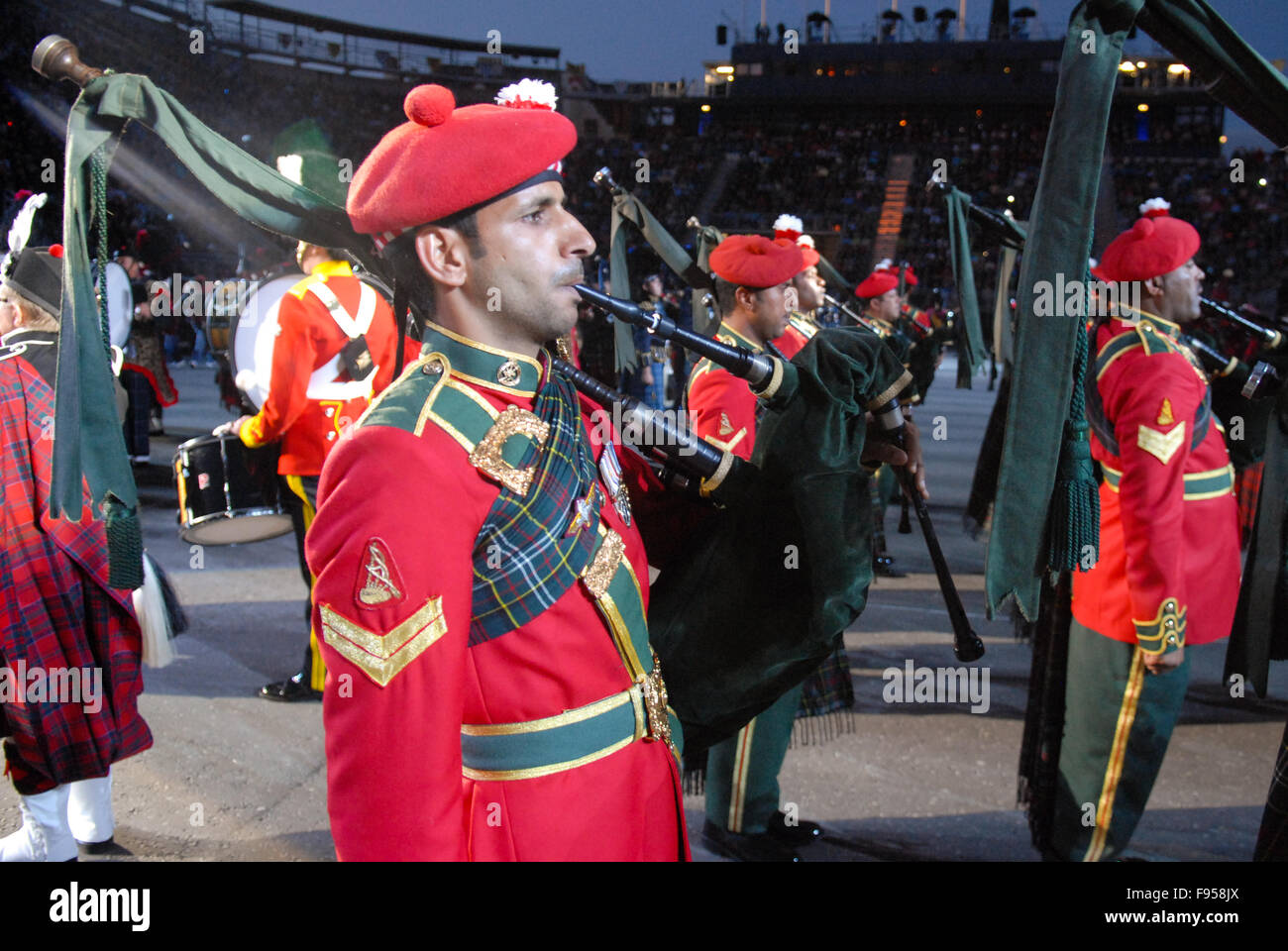 Massed pipes and drums at the 2011 Edinburgh Military Tattoo in