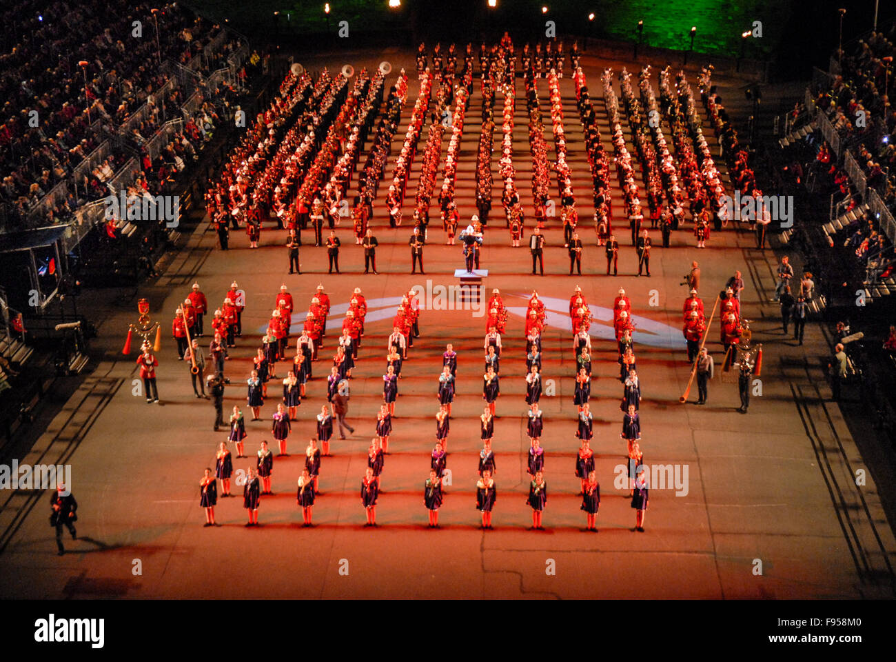 Massed pipes and drums at the 2011 Edinburgh Military Tattoo in