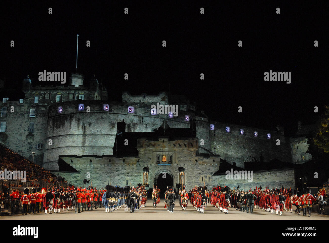 Massed pipes and drums at the 2011 Edinburgh Military Tattoo in