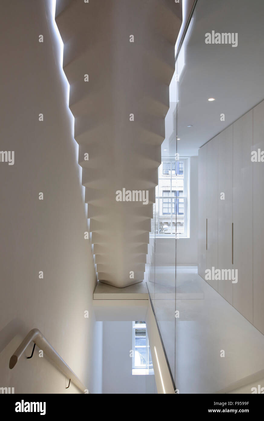 Rear view of interior staircase. Manhattan Townhouse, New York City ...