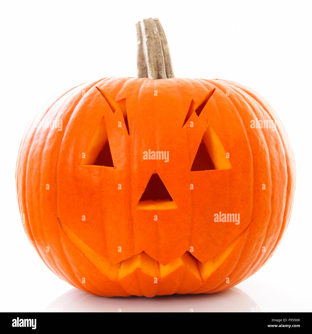 Halloween pumpkin with scary face isolated on white background Stock ...