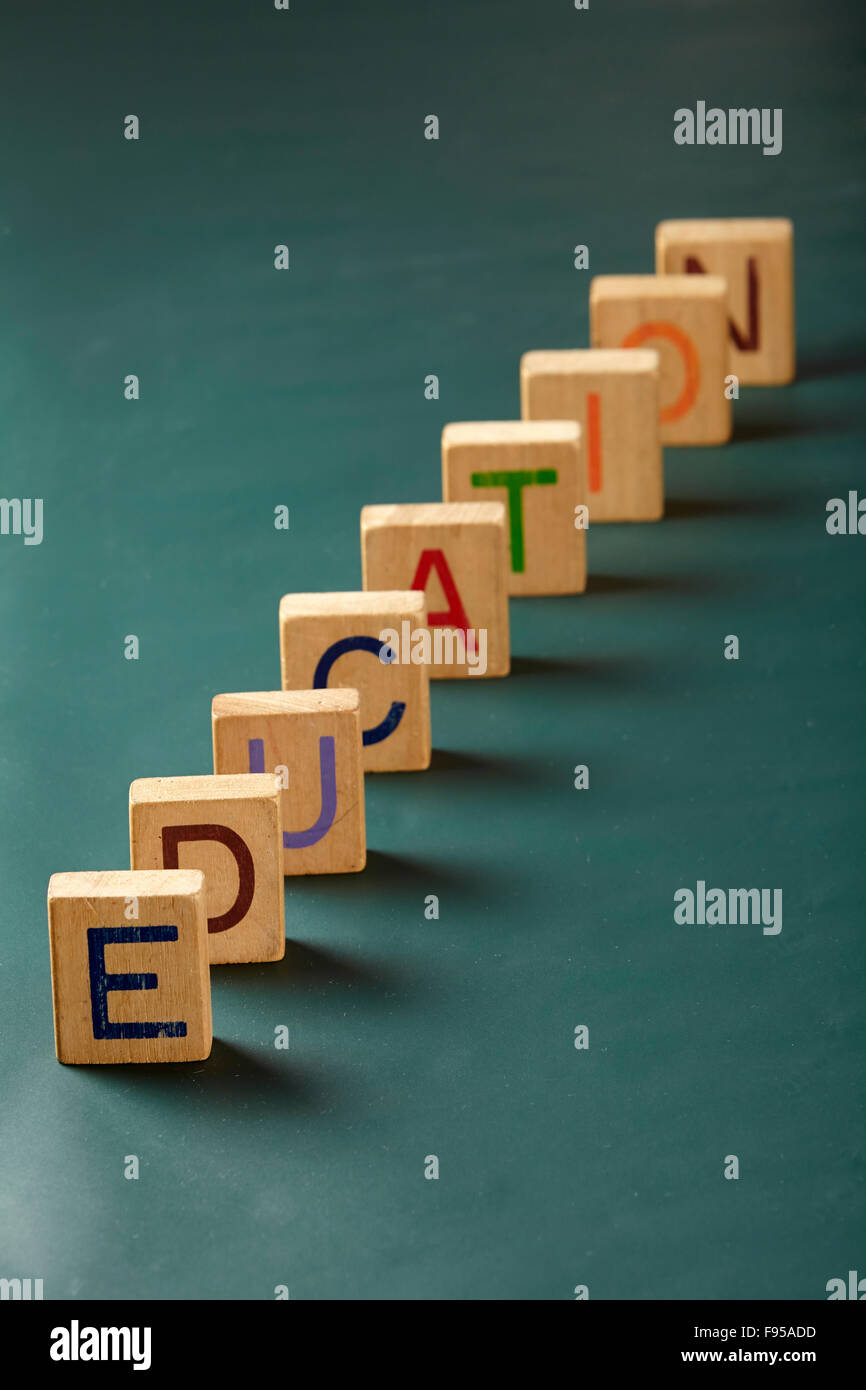concept image of education like domino Stock Photo