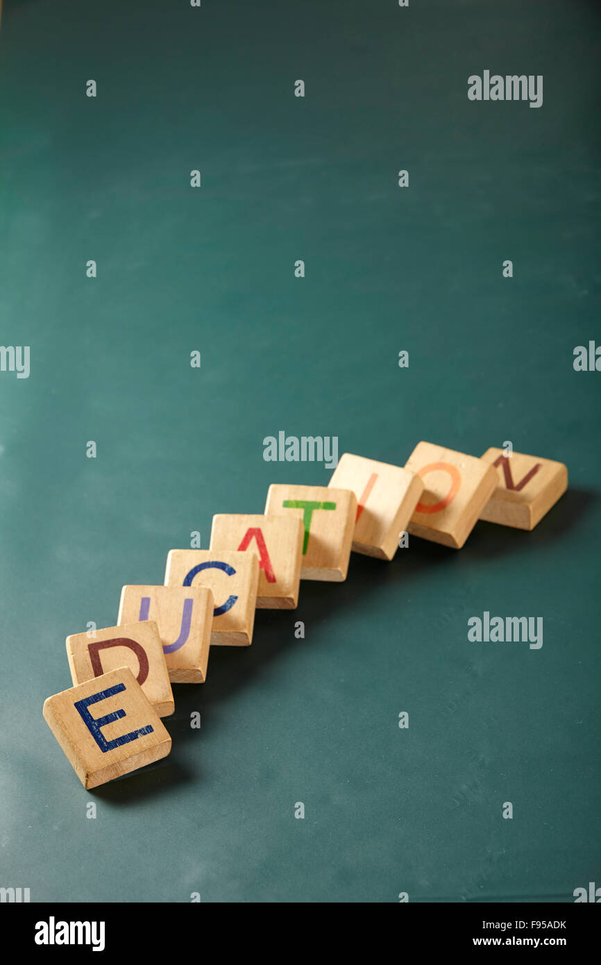 concept image of education like domino Stock Photo