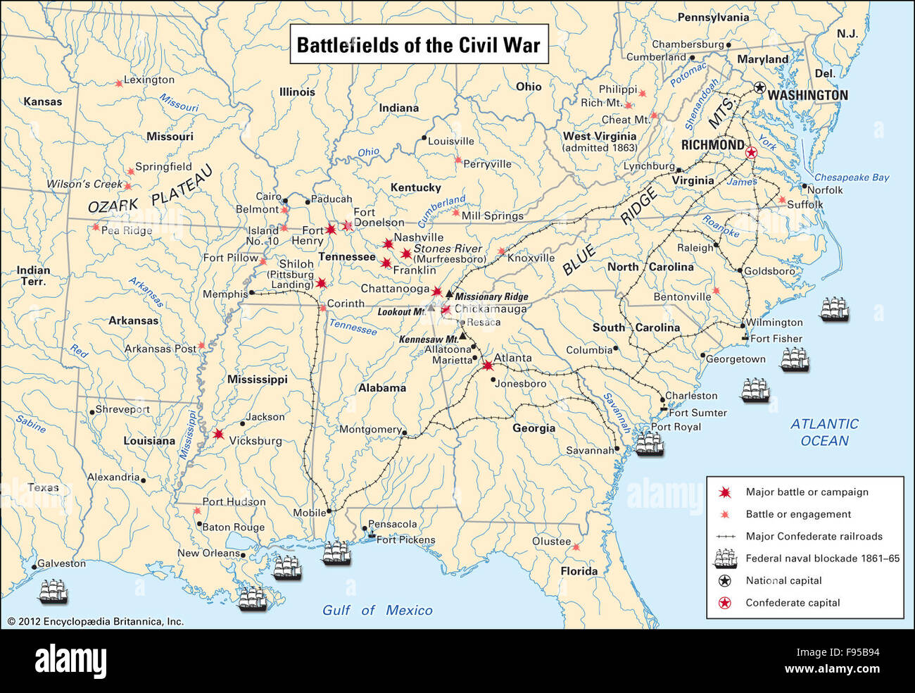 Civil War Battlefields Map - Battlefields Of The Civil War F95B94