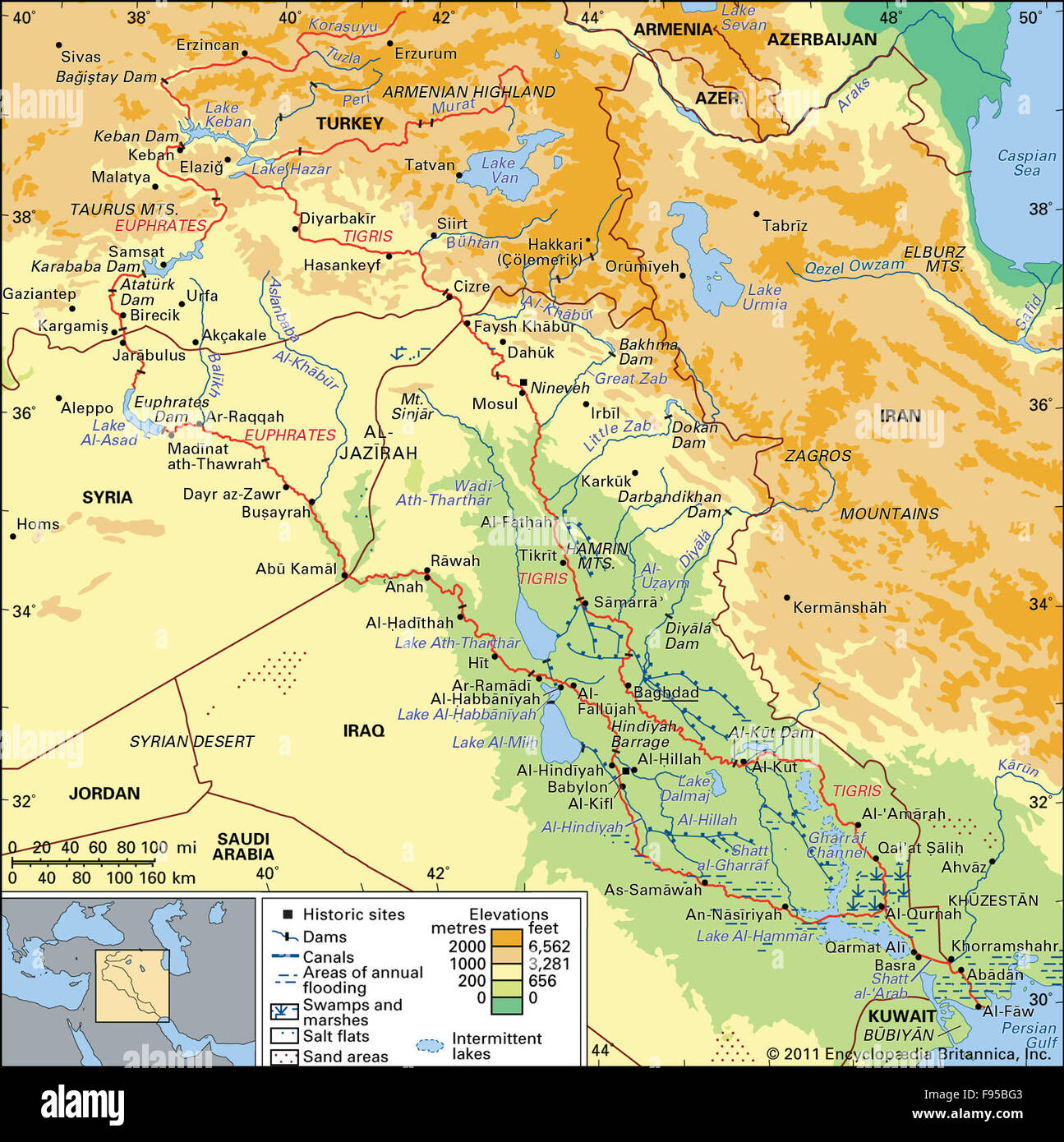 Tigris Euphrates River Basin Maps Cartography Hi Res Stock Photography
