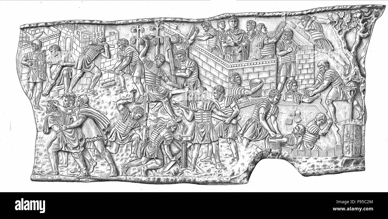 The construction of a camp during the Dacian wars. Stock Photo