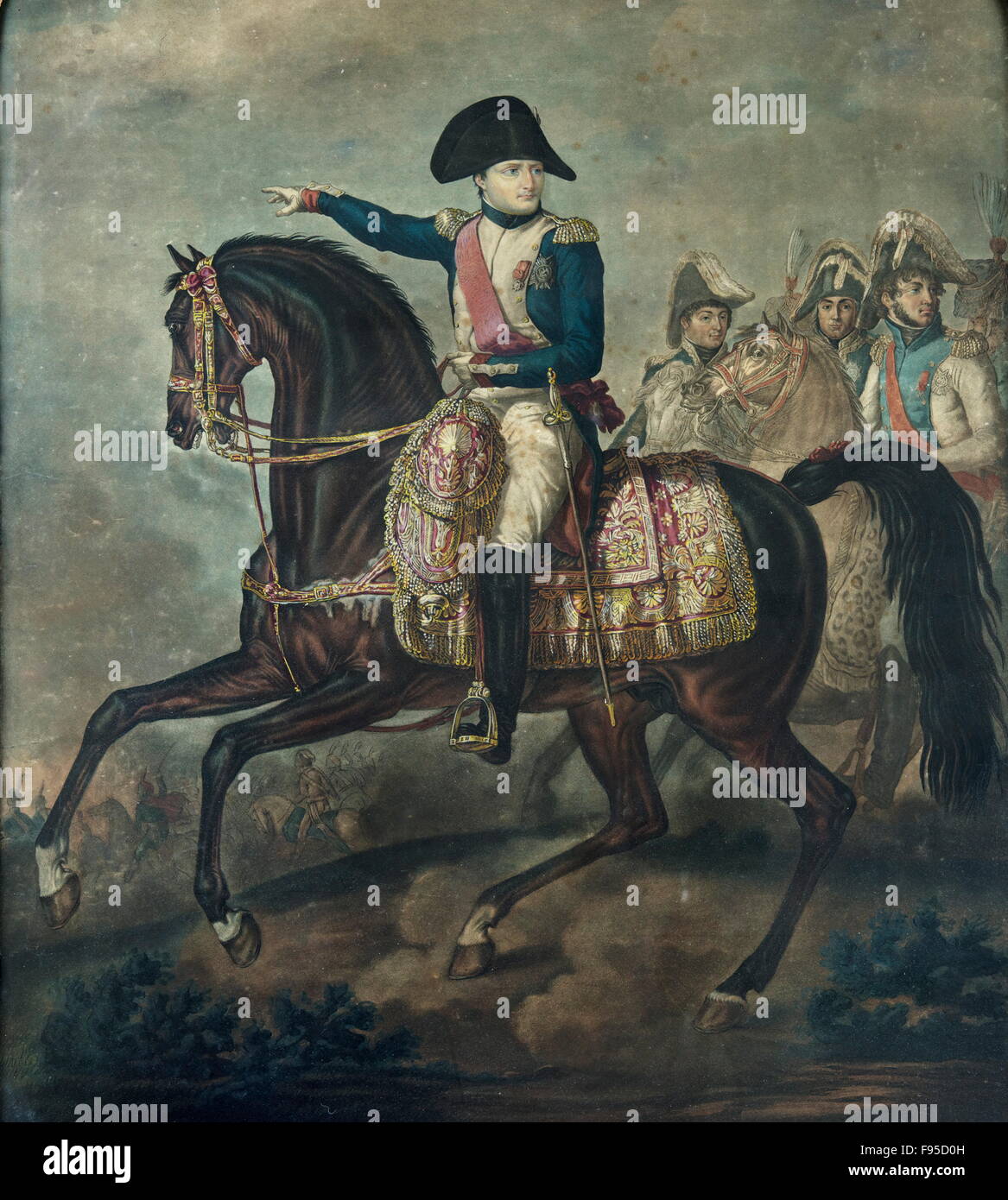 Napoleon Bonaparte on horse back Stock Photo