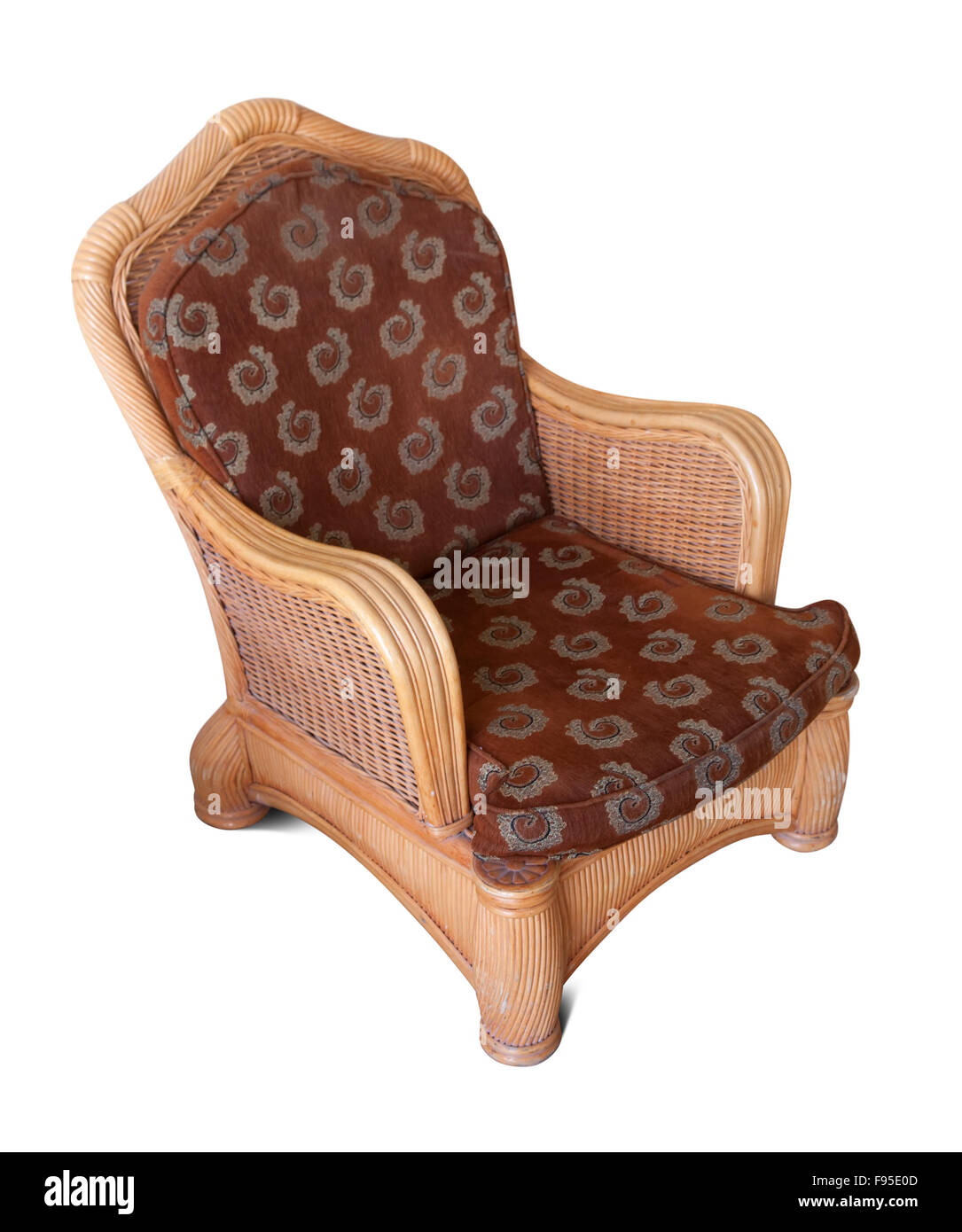 wattled armchair. Isolated over white background with shadows Stock Photo
