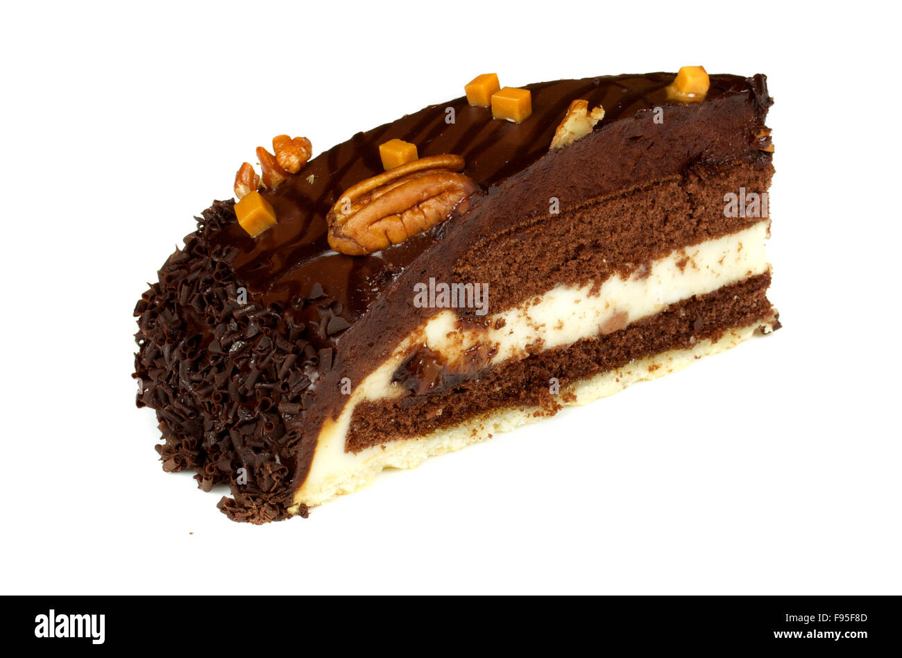 chocolate cake with whiped cream isolated on white Stock Photo - Alamy