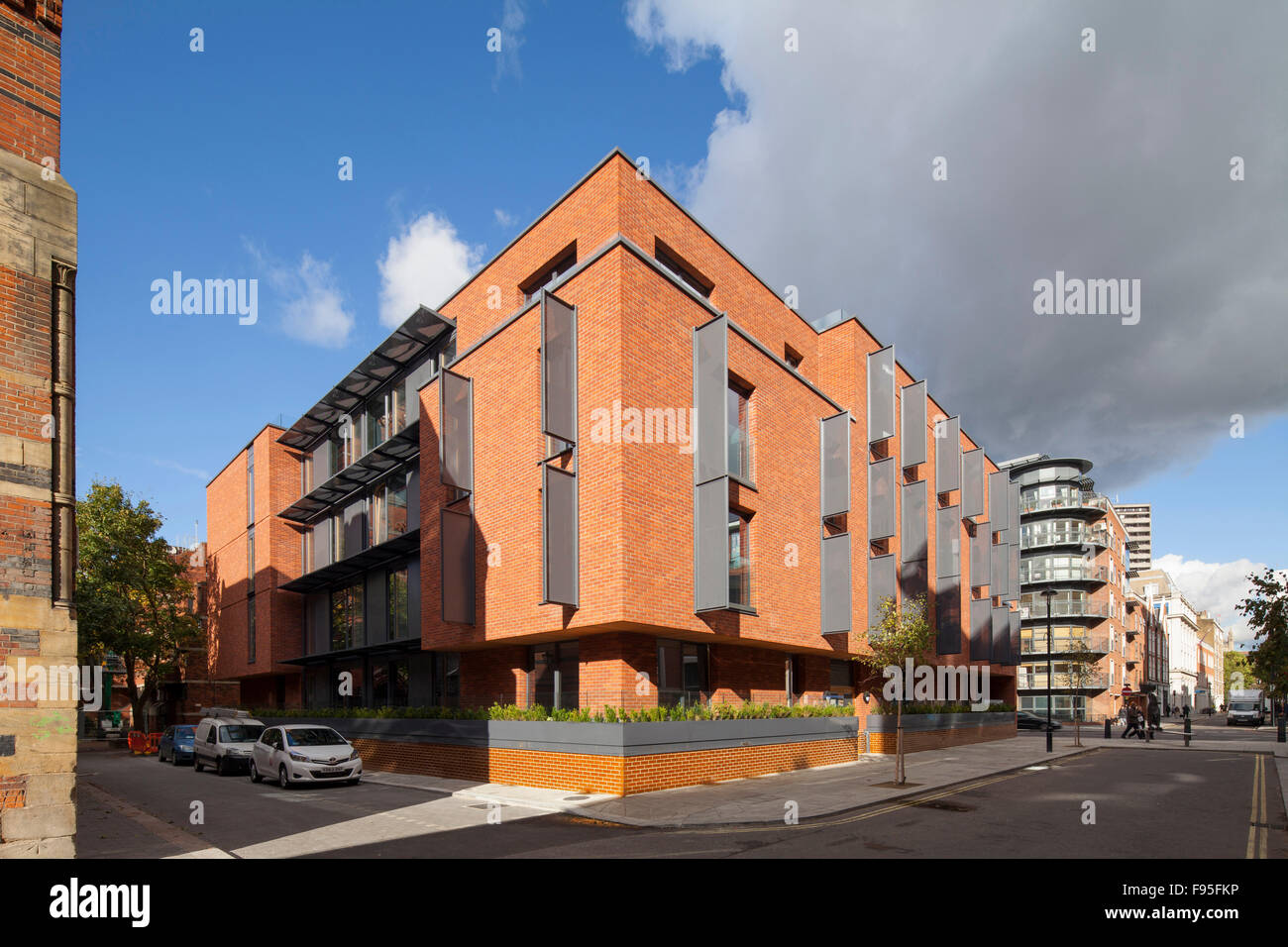 One Church Square, London, UK. Exterior view of the apartment building. Contemporary architecture with a brick facade. Stock Photo